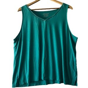 Chico's Size 4 XXL Blue Green Sleeveless Tank‎ Top V-Neck Knit Casual Comfy